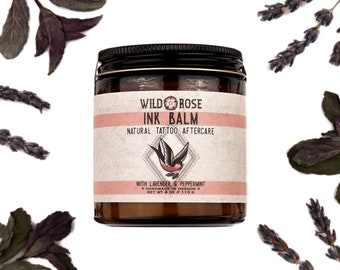 INK BALM Natural Tattoo Aftercare - with Lavender and Peppermint  4oz // 113g