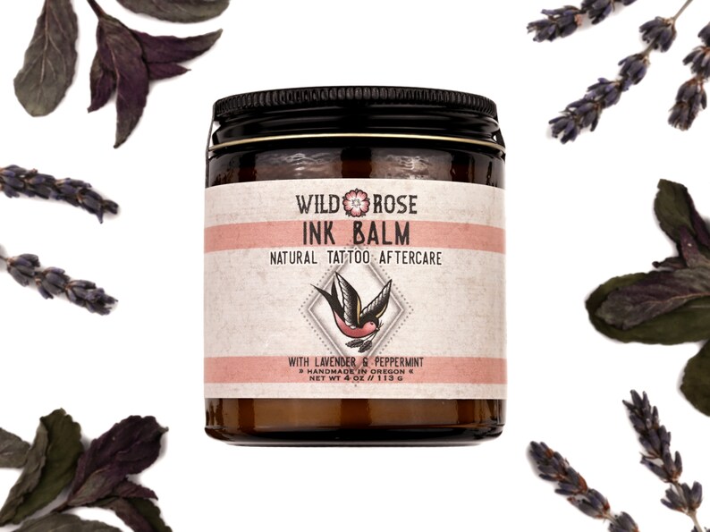 INK BALM Natural Tattoo Aftercare - with Lavender and Peppermint  4oz \/\/ 113g