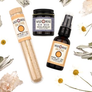 Moontime Gift Set SOLSTICE + NEW MOON Self Care Bath Salt Massage Salt Spray Gift for Her