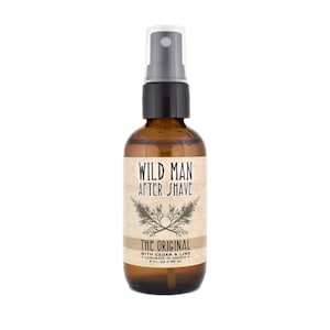 Wild Man After Shave 2oz amber glass bottle in The Original scent on white background.