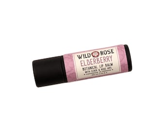 ELDERBERRY Natural Lip Balm - with Organic Elder Flower and Berry - .33oz Biodegradable Tube