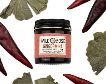 GINGERMINT Invigorating Muscle Rub - with Cayenne and Gingko - 1oz // 28g