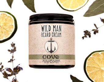 Wild Man Beard Cream - COVE - Beard Balm with Tea Tree and Lime - 4oz // 113g