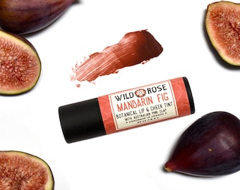 Tubo de tinte botánico para labios y mejillas MANDARIN FIG - Tubo biodegradable de maquillaje orgánico de 0,33 oz
