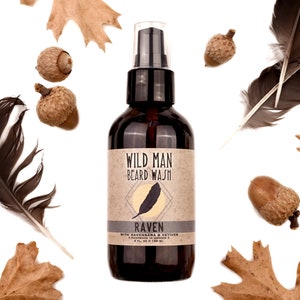 Wild Man Beard Wash Shampoo - RAVEN - with Cypress and Ravensara 4oz // 120ml