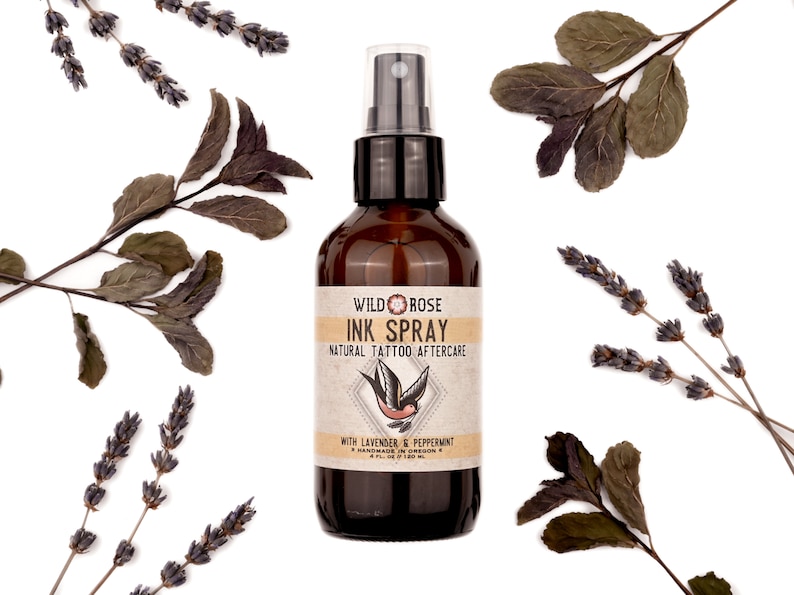 INK SPRAY Vegan Tattoo Aftercare - with Lavender and Peppermint - 4oz \/\/ 120ml