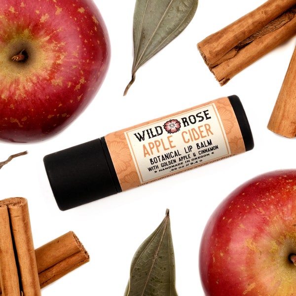 APPLE CIDER Natural Lip Balm - with Golden Apple and Cinnamon - .33oz Biodegradable Tube