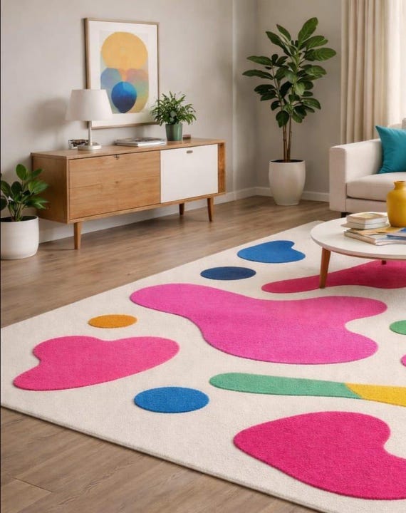 Heller abstrakter Teppich - farbenfroher Teppich für moderne Zuhause