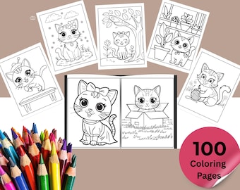 Dibujos de gatos adorables para colorear para niños