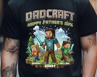 Personalisiertes DadCraft Shirt: Gamer Vatertags T-Shirt, Geschenk für Papa