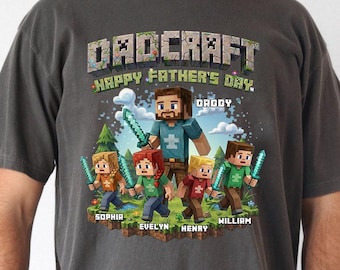 Personalisiertes DadCraft Shirt: Gamer Vatertags T-Shirt, Geschenk für Papa