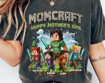 Individuell angefertigtes MomCraft Shirt: Gamer Muttertag Passendes Familien T-Shirt