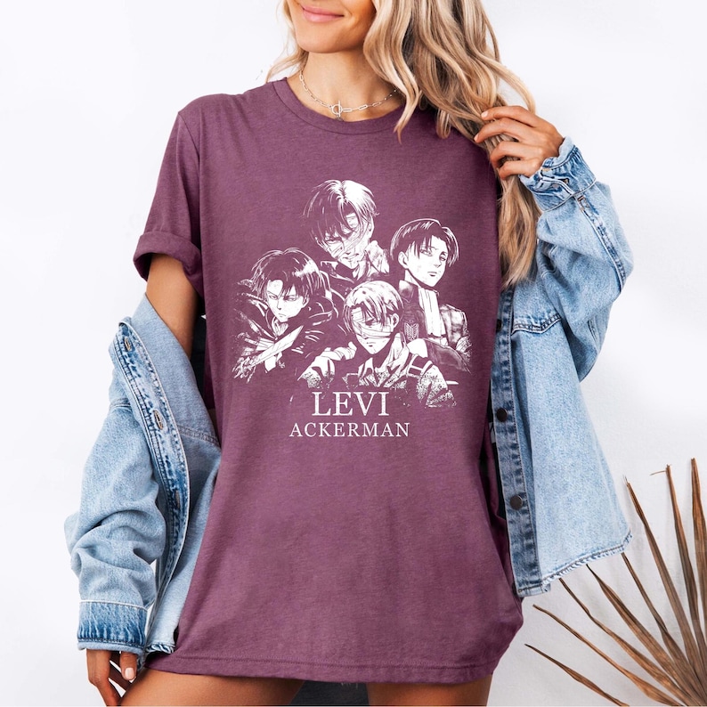 Levi Ackerman Shirt, Attack On Titan Unisex T-shirt, Anime Manga Tee Heather Maroon