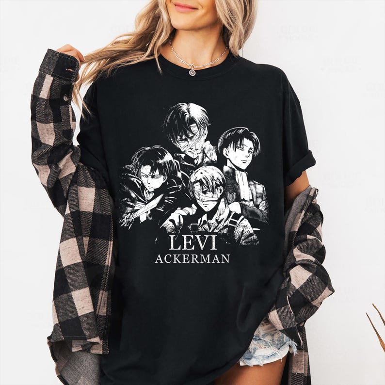 Levi Ackerman Shirt, Attack On Titan Unisex T-shirt, Anime Manga Tee Black