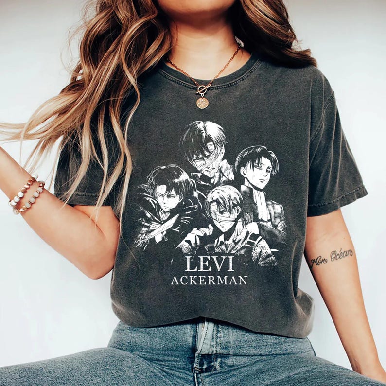 Levi Ackerman Shirt, Attack On Titan Unisex T-shirt, Anime Manga Tee Dark Grey Heather