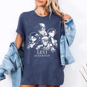 Levi Ackerman Shirt, Attack On Titan Unisex T-shirt, Anime Manga Tee Heather Navy