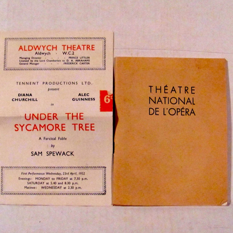 Vintage 1950er Theater National De L'Opera-Programm Bild 1