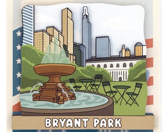 Bryant Park Wooden Magnet – NYC Souvenir, Customizable
