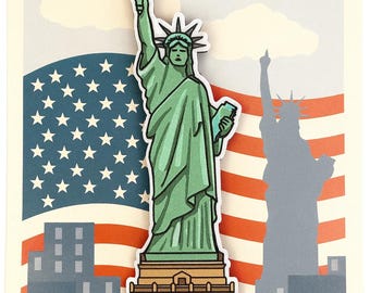 Statue of Liberty 3D Wooden Souvenir Magnet - Custom New York City Iconic Freedom Symbol Eco-friendly High-quality Wood Gift