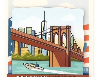 Brooklyn Bridge Wooden Magnet – NYC Souvenir