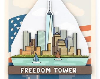 Freedom Tower Wooden Magnet – NYC Souvenir, Customizable Gift