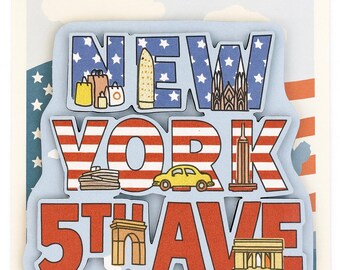 Fifth Avenue - 3D Wooden Souvenir Magnet Custom New York City Iconic 5th Ave Design Durable Eco-Friendly Gift