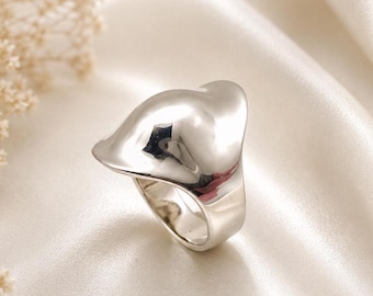 Abstract Sterling Silver Ring, Sculptural Statement Jewelry, Modern Minimalist Design