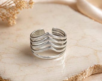 925 Sterling Silver Ring, Wave Ring, Simple Wavy Ring, Minimalist