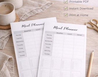 Meal Tracker Meal Planning Grocery List Organize