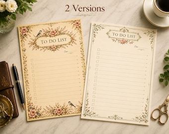 Victorian Floral To Do List Printable: Daily Task Tracker