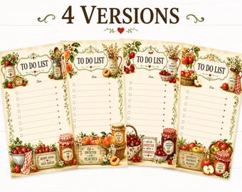 Rustic Fruit To Do List. Daily Tracker. Vintage Checklist