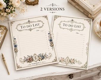 Edwardian To Do List. Daily Planner. Printable