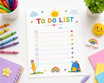 Kids To Do List. Daily Planner. Kid Activities. Printable
