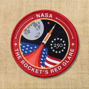 The Red Rocket Patch, Artemis II Tribute Patch, NASA Retro Patch, Space Logo, Gift for Space Lovers, Space Collectible Badge