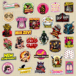 30pcs Dungeon Crawler Carl Sticker, Princess Donut Vintage Illustration, Funny Mongo Quote Graphic Stickers, Book Lover Holiday Design Decal