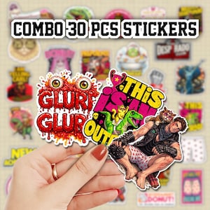 COMBO 30 PCS Dungeon Crawler Carl Sticker, Princess Donut Vintage Illustration, Funny Mongo Quote Stickers, Book Lover Holiday Design Decal