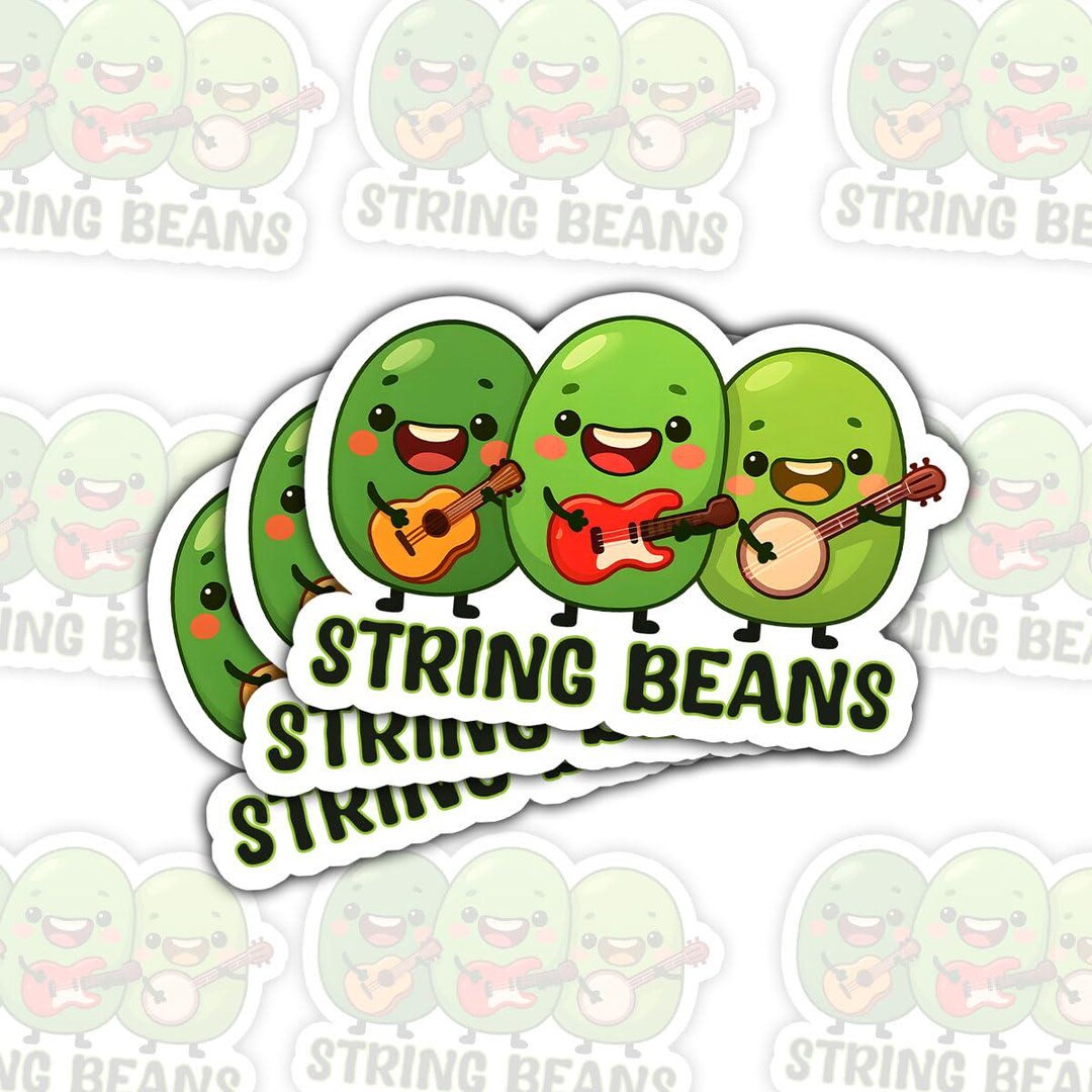 Purple Beans Sticker 3 Pcs String Beans Sticker, Funny Musical Bean Sticker, Funny Vegetable ...