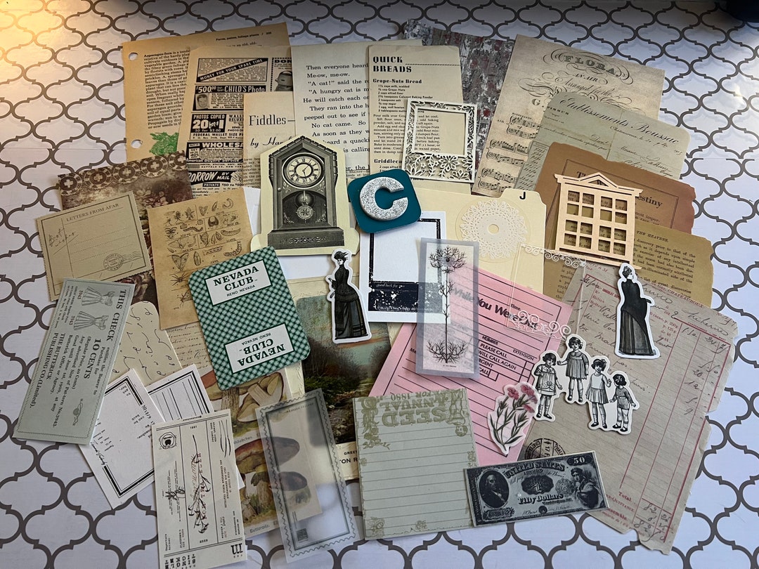 Vintage Junk Journal Kit C Vintage Scrapbook Kit Junk Journal Starter ...