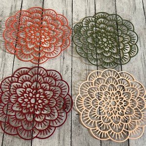 Fall Doily Die Cuts, Fall Flower Doily Die Cut, Fall Mandala Die Cuts, Autumn Die Cuts,  Creative Junk Journaling, Fall Paper Crafts