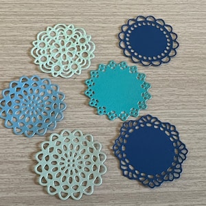 Blue Mandala Doilies Die Cut, Small Mandala Die Cut, Small Lace Doilies Die Cut, Mini Mandala Die Cut, Creative Junk Journaling, Paper Craft