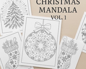 Dibujos de mandalas navideños para colorear / Actividad navideña (PDF imprimible)
