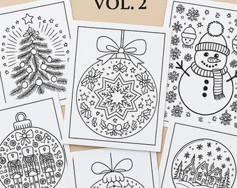 Mandalas navideñas para colorear, vol. 2 • PDF imprimible • Adornos navideños y diseños festivos • Descarga digital instantánea