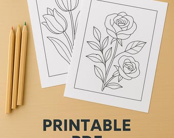 Botanisches Malbuch: 20 florale Designs für Erwachsene (Digitaler Download PDF)