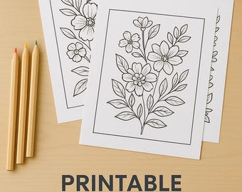 Floral Coloring Pages for Adults: 20 Flower Designs (Printable PDF)