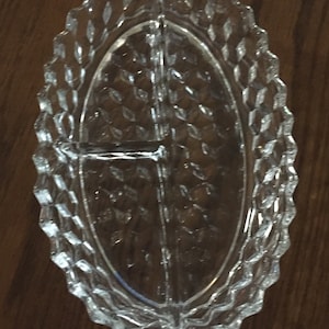 Fostoria American 3 Part Oval Relish, 10 1/2-Inch Size