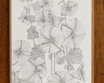 Dibujo original a lápiz A5 Malvas Stokrozen