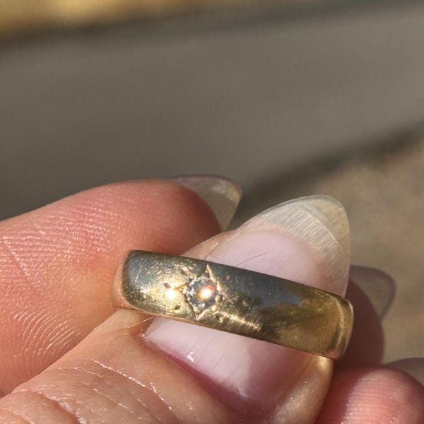 Antique Victorian 14K Gold Starburst Diamond Ring - Size 6.75-7