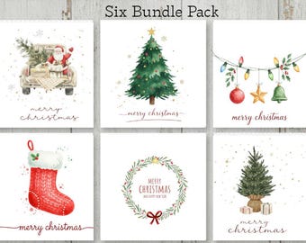 Printable Christmas Cards Bundle | DIY Holiday Greeting Cards | Instant Digital Download PDF PNG