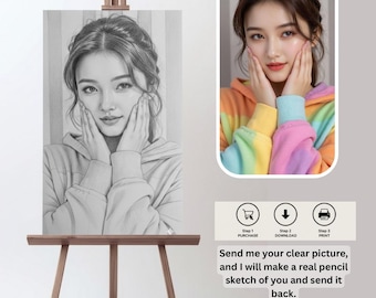 Custom Pencil Sketch Portrait From Photo | Digital Drawing for Couples, Family & Pets – Instant Download