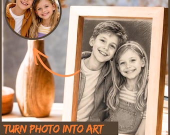 6-Hour Custom Charcoal Portrait, Personalized Hand-Drawn Pencil Sketch from Photo, Digital Art Commission, Unique Anniversary Gift Idea